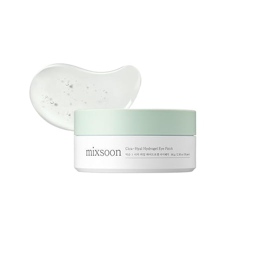 mixsoon Cica-Hyal Eye Patch - Soothing, Hydrating and Cooling Hydrogel Eye Patches, Gentle Care for Tired Eyes 84 g / 2.84 fl.oz. (30 pairs) Korean Glass Skin Care
