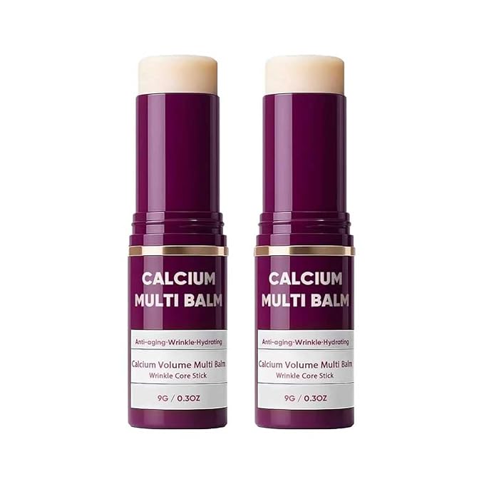 2Pcs Calcium Multi Balm Anti-Aging Face Cream, Korean Collagen Anti Wrinkle Stick, Wrinkle Core Stick, Hydrating, Firming Skin, Suitable for Eyes, Neck, Face