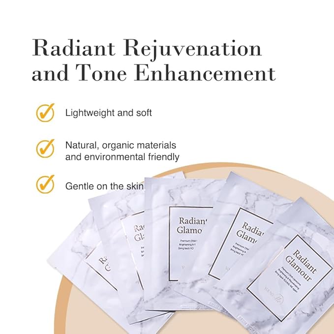 YoungMe Radiant Glamour Korean Sheet Mask – Rejuvenating & Hypoallergenic Facial Mask for All Skin Types | 25g x 6 Sheets