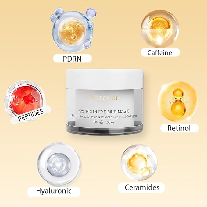 5% PDRN Eye Cream Clay Mask, DIY Under Eye Patches for Puffy eyes, Dark Circles & Wrinkle Custom Fit on All Face | Caffeine, Retinol, Collengen, Peptides, Hyaluronic - Korean Popular EyeCare - 1.06OZ