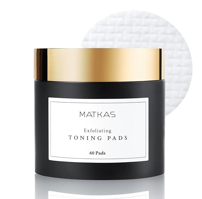 MATKAS Korean Exfoliating Witch Hazel Toning Pads - 60 pcs, Korean Skin Care Glycolic Acid Toner Pads, AHA BHA Gentle Face Exfoliator, Facial Acid Peel for Dark Spots, K Beauty Pore Minimizer for Face
