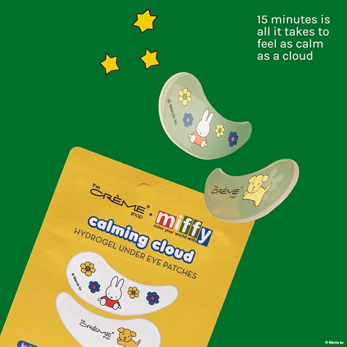 The Crème Shop x Miffy Calming Cloud Hydrogel Under Eye Patches - 5 Korean Skincare Eye Masks with Hyaluronic Acid & Lavender, for Dark Circles, Puffy Eyes, Revitalizing, Cute Design (Pack of 5)