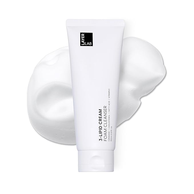 LAYERLAB Korean Face Wash with 5 Ceramides | Hydrating Low pH Cream Foam Cleanser for Sensitive Skin | Helps Support Moisture Barrier, Non-Drying, For All Skin Types 150ml 5.07 fl oz (White)