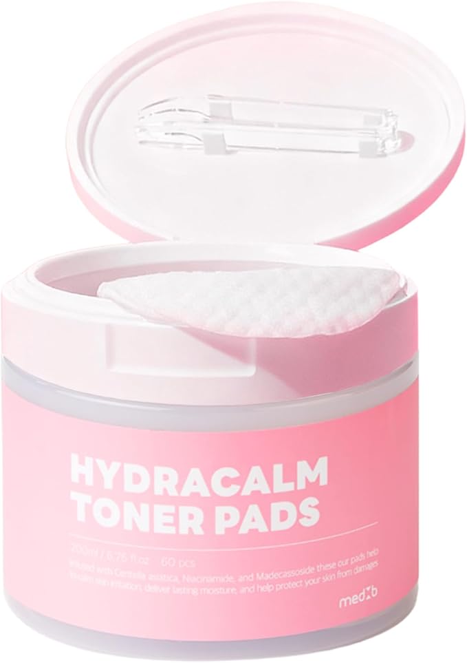 MEDB Hydracalm Toner Pads - 60 Counts Exfoliating Face Pads with BHA & PHA for Acne & Breakouts, 40% Centella Asiatica for Sensitive Skin, Hydrating, Alcohol-Free, Korean Skin Care