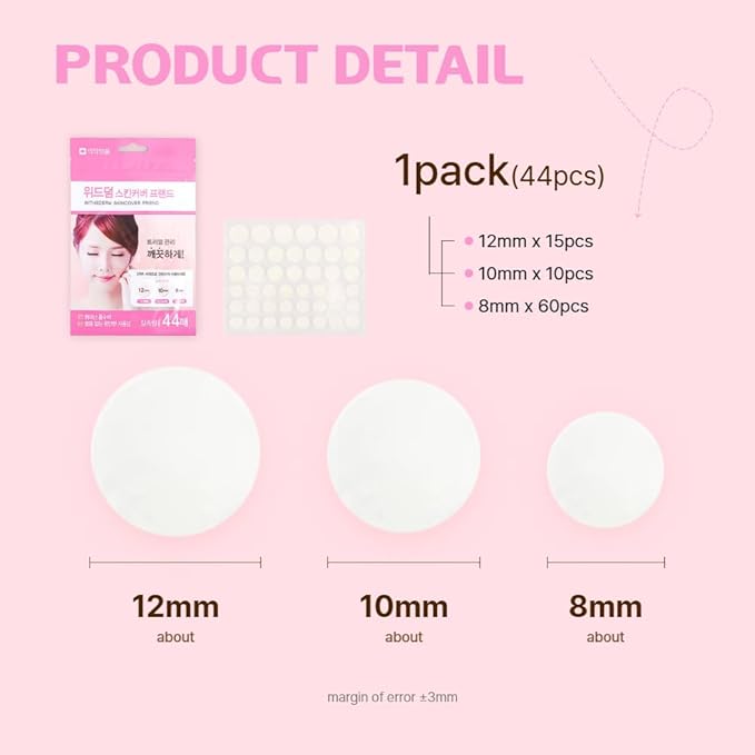 Fermented Korean Acne Patch for Face – Hydrocolloid Spot Patch for Pimples, Blemish Treatment, Vegan Invisible Pimple Patch, Zit Cover for Day & Night, Skincare for Oily and Sensitive Skin - 44 Pcs