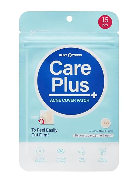 OLIVE YOUNG Care Plus Spot Patch | Hydrocolloid Acne Korean Spot Patch to Cover Zits, Pimples and Blemishes, for Troubled Skin and Face (Hydrocolloid, 15 Count (Pack of 1))