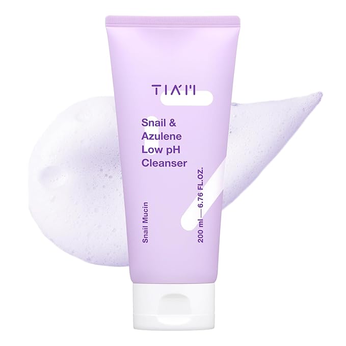TIAM Snail&Azulene Low pH Cleanser, 6.76 fl oz, Daily Gentle Face Cleanser with Snail Mucin, Suitable for Sensitive Skin, pH Balancing, Korean Skin Care, Korean Face Wash