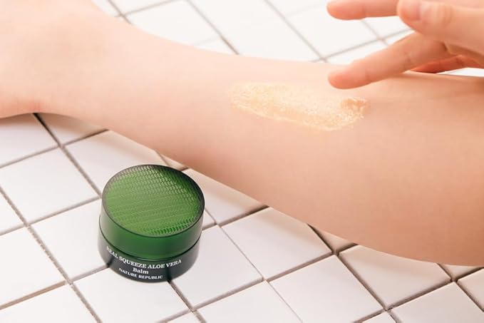 Nature Republic Real squeeze aloe vera Balm –Skin Relief & Moisturizing Multi Balm Hydrating Glow for Face and body,After Sun & Aftershave Korean beauty Skin Care for All Skin Types 25g / 0.88oz