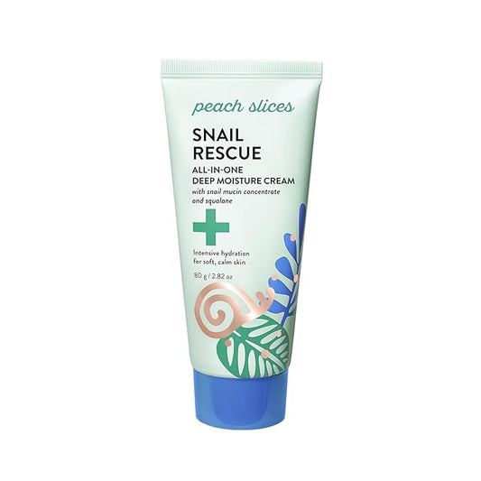 Peach Slices - Snail Rescue All-in-One Deep Moisture Cream (2.82 oz) - Snail Mucin - Intensive Hydration, Soft Skin - Squalane, Hyaluronic Acid & Cica - Vegan, Cruelty Free, Korean Skin Care & Beauty