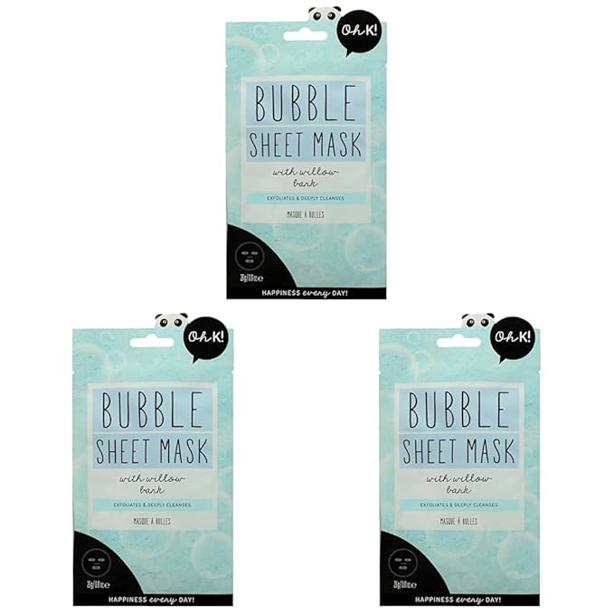 Oh K! Bubble Sheet Mask - Willow Bark - Korean Face Mask Sheet - Facial Skin Care Products - Clean Korean Skincare - Hydrating Face Sheets - 1 Pc (Pack of 3)