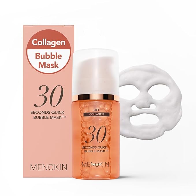 MENOKIN 30 Seconds Quick Bubble Mask [LIFT] - [Collagen] & Niacinamide in Micro-bubbles for Anti Aging, Boost Elasticity, Fine Lines, Korean Glass Skin Care Essential, 50 Uses, 2.36 fl.oz