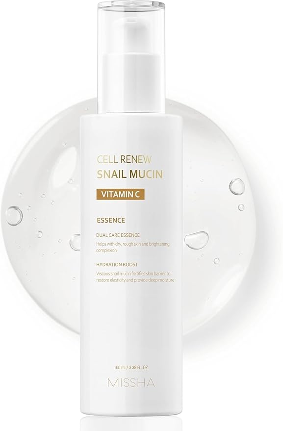 MISSHA Cell Renew Snail Mucin Vitamin C Essence Serum 3.38 Fl oz - Hydrating Korean Skincare for Glass Skin, Snail Mucin Serum for Improved Skin Texture & Complexion valentines day gifts for her
