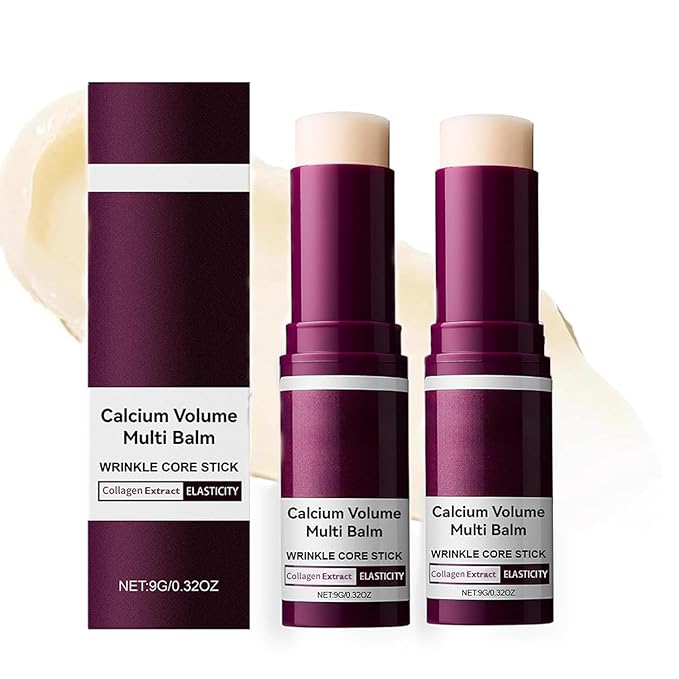 Charunee 2Pc Calcium Multi Balm Stick, Cementerre Calcium Multi Balm,Korean Wrinkle Core Collagen Moisturing Sticks,Anti-Aging Formula for Face, Eyes & Neck - Firming Skin Suitable for All Skin Types