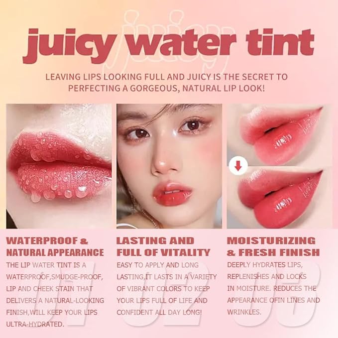 6 Colors Lip Tint Stain Set, Korean Makeup Lip Stain Moisturizing Mini Liquid Lipstick, Multi-use Lip and Cheek Tint, Long lasting Non-Stick Cup Waterproof, Cute Stuff, Lip Color Makeup