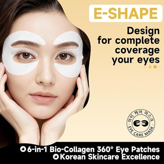 8 Pairs 5% PDRN Under Eye Patches, 6-in-1 Bio-Collagen 360° Eye Patches for puffy eyes, dark circles & Wrinkle | 2% Caffeine, Kojic acid, Retinol, Hyaluronic, Niacinamide | Korean Popular Eye Mask