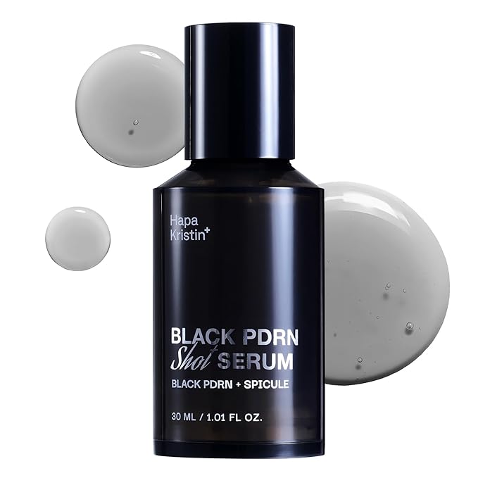 HAPA KRISTIN Black PDRN Shot Serum, 7 Peptides Barrier Repair, Spicule Microneedling for Firming Glow Glass Skin, Dark Spots & Hyperpigmentation, Plumping, Korean Skincare Pore Minimizer, 1.01 Fl Oz