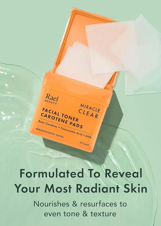 Rael Toner Pads, Cotton Pad for Face – Dual Textured, Exfoliating and Soothing with Carotene, Niacinamide, Hyaluronic Acid, Hydrating, Korean Skin Care (70 Count)