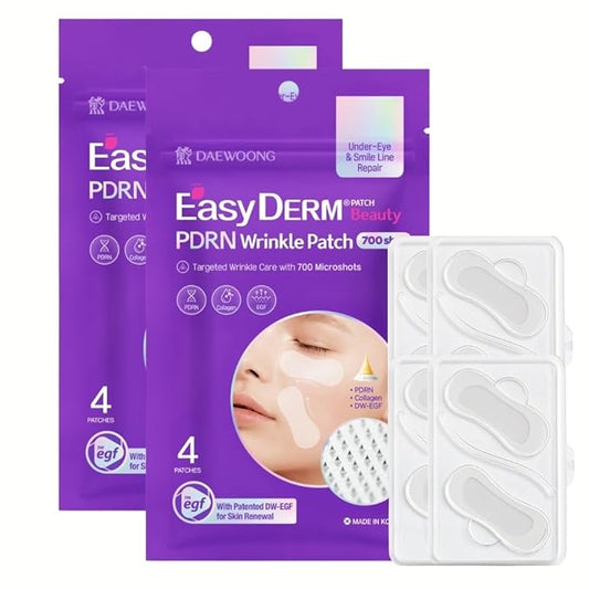 Easyderm PDRN Anti-Wrinkle Patch - Under Eye & Smile Line treatment, 8 Patches, K-Beauty Korean Skincare with Collagen & EGF, Eye patches, PDRN Eye Mask