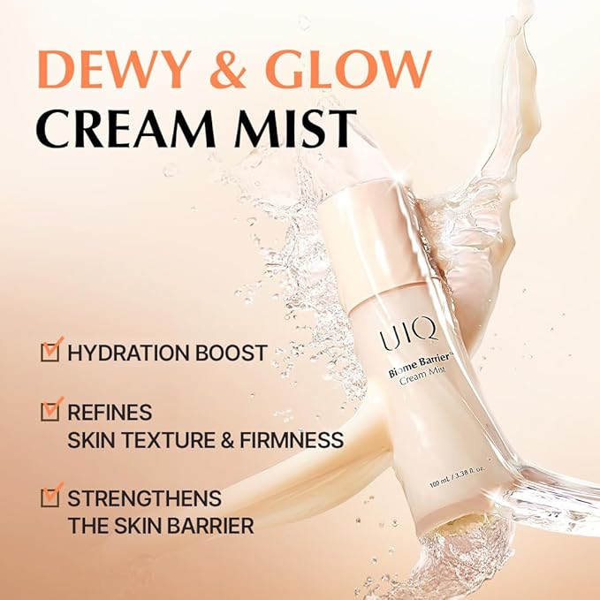 UIQ Biome Barrier Cream Mist - Facial Barrier Mist for Hydration & Skin Barrier Repair, Microbiome-Based Korean Skin Care, 3.38 fl oz