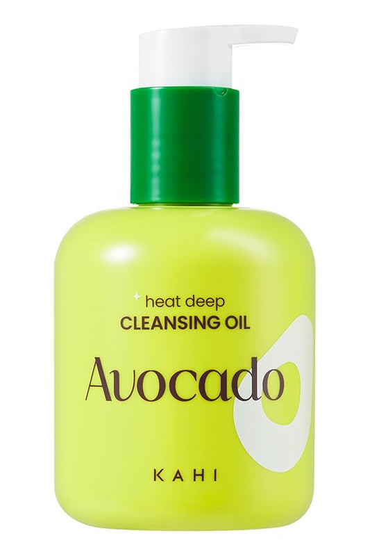 KAHI Heat Deep Cleansing Oil Avocado - Self-Warming Face Oil Cleanser for Blackheads and Waterproof Makeup - Moisturizing Korean Skincare 6.76 fl oz