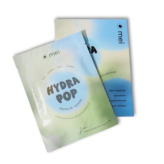 Mei Apothecary Hydra Pop Face Mask, 4 Pack Hydrating Korean-Style Skin Care Sheet Masks with Hyaluronic Acid & Collagen for Plump, Firm, Bouncy Skin Appearance