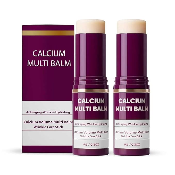 Calcium Multi Balm Stick for Face, Eyes, Lips & Neck – Korean Collagen Moisturizing Balm with Vitamin D & Shea Butter – Firming, Hydrating & Skin Barrier Care Stick for All Skin Types（2PCS）