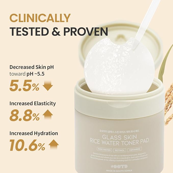 Toner Pads for Dry Dull Sensitive Skin Korean, #OOTD Retinol Ceramides Strengthen Skin Barrier Smoothing Hydrating, Toner Pad 70Pads 4.05oz 120ml