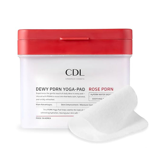 CDL Dewy Rose PDRN Toner Pads - Stretchy Facial Yoga Pad Hydrating, Firming & Soothing for Daily Care, Hyaluronic Acid PHA Glutathione Korean Skin Care, 60 Pads