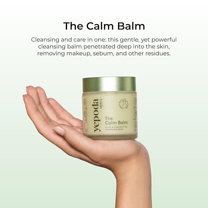 Yepoda The Calm Balm, Gentle Makeup Remover & Deep Cleansing Balm, Removes Waterproof Makeup & Impurities, Vegan Korean Face Cleanser for All Skin Types, 2.82 OZ (80g)