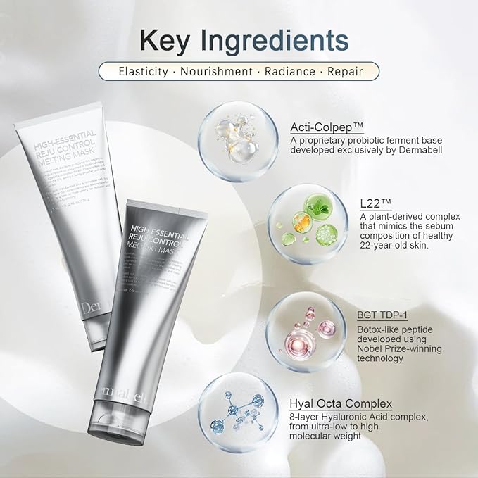 Dermabell Wrapping Mask Collagen Overnight Peel - Off Facial Mask, No Synthetic Resins,Hydrolyzed Collagen for Dry Dull Skin, with Probiotic Ferment 2.53 fl.oz