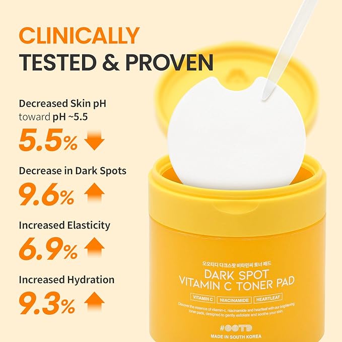 Boosting Toner Pads for Face Oily Skin Korean, #OOTD Vitamin C Niacinamide Heartleaf Hydrating Calming Redness, Vitamin C Toner Pad 70Pads 4.05oz 120ml