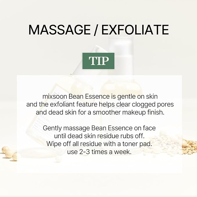 mixsoon Bean Essence-Exfoliating, Hydrating, Fermented Bean Extract, Gentle Formula for Smooth Skin 20ml / 0.68 fl.oz. Korean Glass Skin Care