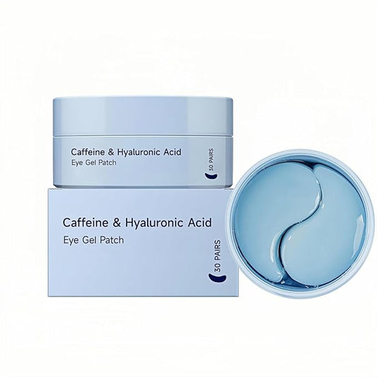 Caffeine Under Eye Patches,60 Korean Hydrogel Masks to Reduce Dark Circles, Puffiness & Bags-Morning Brightening Hydrating Cooling with Hyaluronic Acid-Vegan, No Fragrance