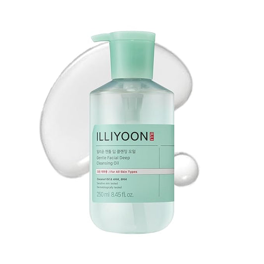 Illiyoon Gentle Deep Cleansing Oil | Lightweight Facial Cleanser with Coconut Oil & AHA/BHA for Makeup, Fragrance-Free, Sebum & Blackhead Removal, Korean Skin Care, 8.45 fl.oz.