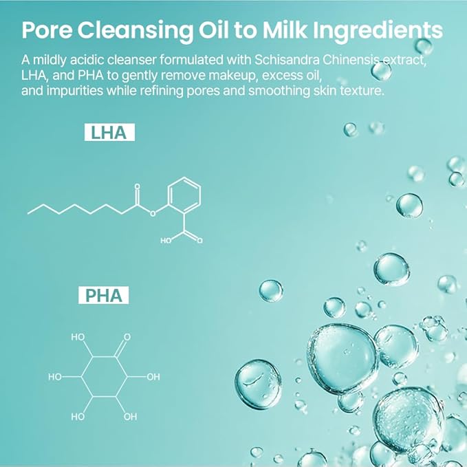 AVEA Pore Cleansing Oil to Milk - Traditional Korean Schisandra Seed Oil, Schisandra Extract | Madecassoside & Asiaticoside | Gentle Hydrating Cleanser for Refining & Smoothing - 3.38 fl oz / 100ml