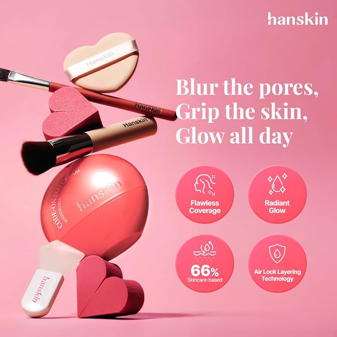 Hanskin Code on Double D Cream Foundation, Full Coverage Korean BB Cream & Liquid Skin Tint Foundation, Semi-Matte Finish, Lightweight Pore-Perfecting Base, 0.05 Fl Oz * 6colors (STARTER PACK)