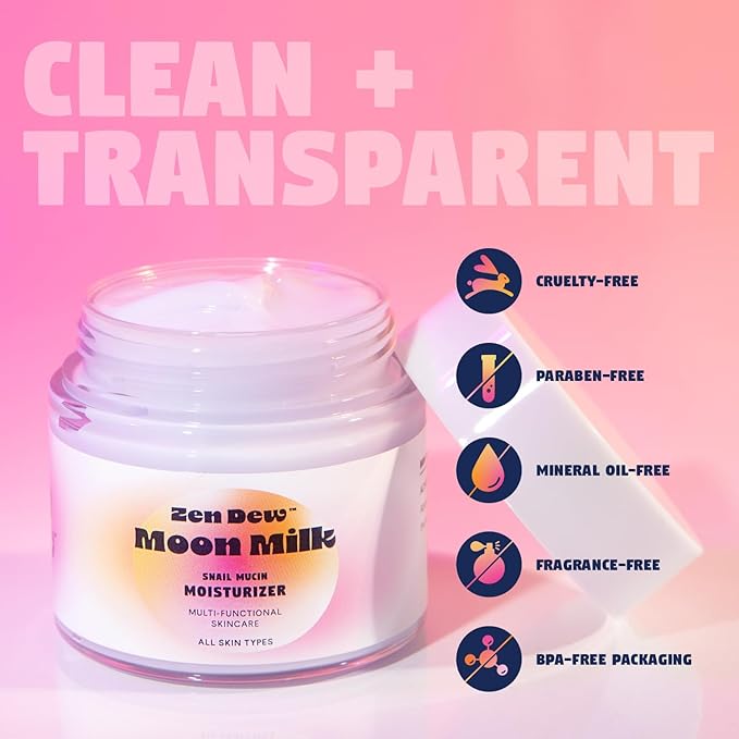 Moon Milk Snail Mucin Moisturizer Gel Cream (3.52 oz) Korean Snail Mucin Serum Cream that Replenishes Moisture & Leaves Skin Brighter, Plumper, Soothed & Smooth