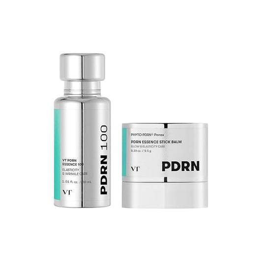 VT COSMETICS Bundle PDRN Essence 100 & PDRN Essence Stick Balm, Glow Serum & Collagen Multi Balm, Wrinkle Care, Firming & Anti-Aging, Hydrating, Skin Restoration, Korean Skincare