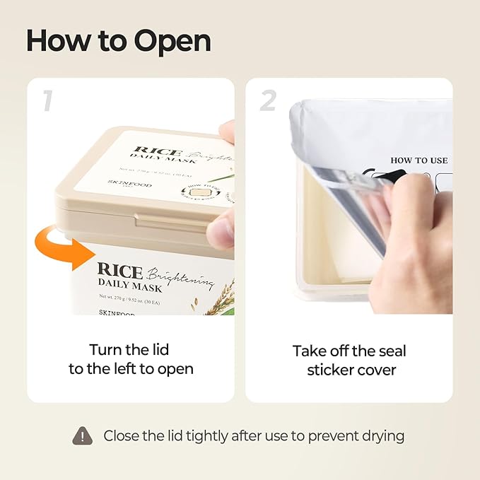 SKINFOOD Rice Daily Sheet Mask, 5-Minute Firming, Nourishing, Hydrating Face Mask for Smooth, Clear, Glass Skin, Korean Skincare, Bulk Pack (30EA)