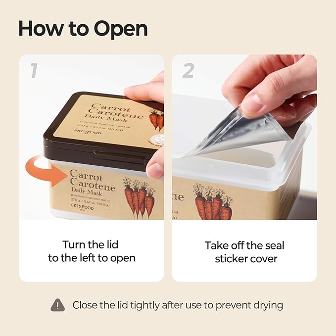 SKINFOOD Carrot Carotene Daily Sheet Mask, Korean Skincare Hack, 5-Minute Quick Hydrating, Soothing & Moisturizing Face Mask for Dry Skin, Glass Skin, Bulk Pack (30EA)