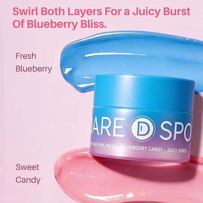 Blueberry Lip Mask Overnight, Swirl Lip Sleeping Mask for Dry Cracked Lips Care, Dual-Color Korean Lips Balm for Nourishing and Softening Lips and Reduce Fine Lines