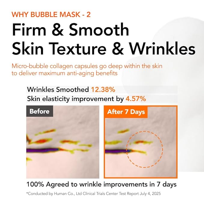 MENOKIN 30 Seconds Quick Bubble Mask [LIFT] - [Collagen] & Niacinamide in Micro-bubbles for Anti Aging, Boost Elasticity, Fine Lines, Korean Glass Skin Care Essential, 50 Uses, 2.36 fl.oz
