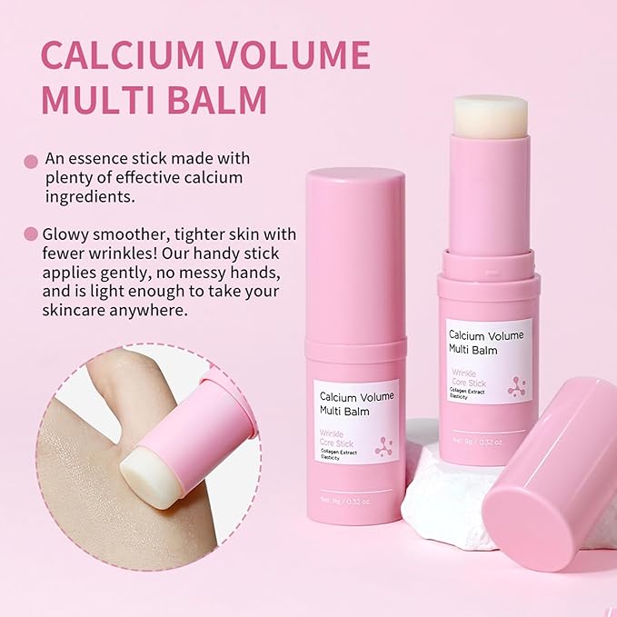 Cemenrete Calcium Volume Multi Balm Stick, Korean Collagen Moisturizing Glow, Hydrating & Anti-Aging Almond Vitamin E for Face, Eyes, Lips & Neck (Multi Balm Stick, 2)