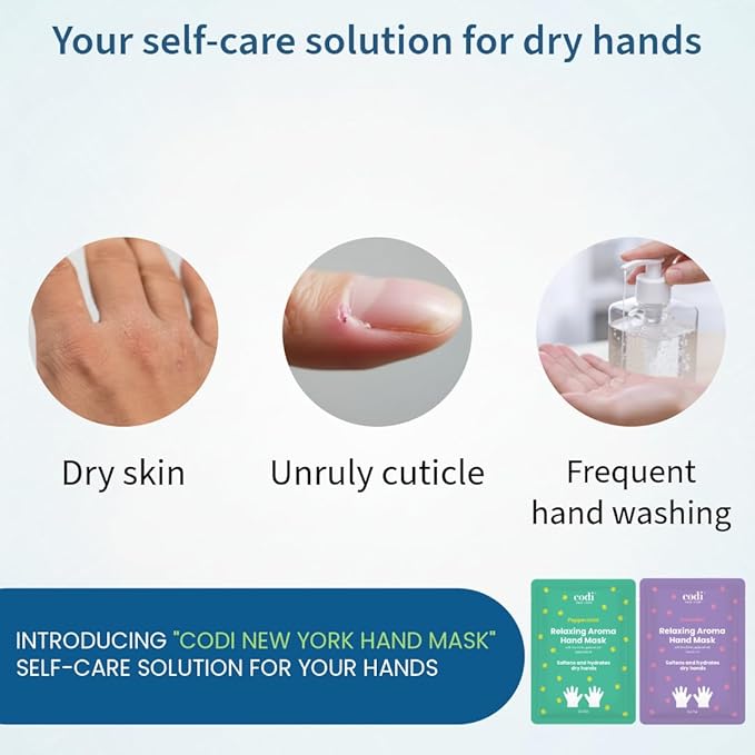 Relaxing Aroma Hand Mask 6 Pairs | Natural Scent | Soothes & Hydrates Dry Hands | Hydrating Hand Treatment for Rough Skin & Dry Cuticles | Korean Skincare (Peppermint + Lavender)