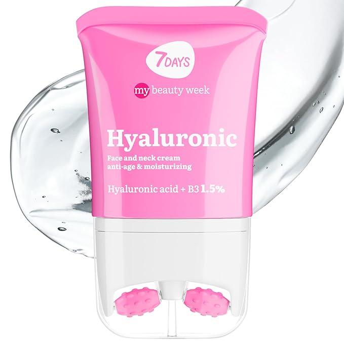 7DAYS Hyaluronic Acid Face & Neck Firming Cream - Korean Anti-Aging Face Moisturizer, 2 in1 Neck Cream & Face Cream, Brightening & Hydrating Skincare with Face Roller & Neck Massager | 2.7 fl oz
