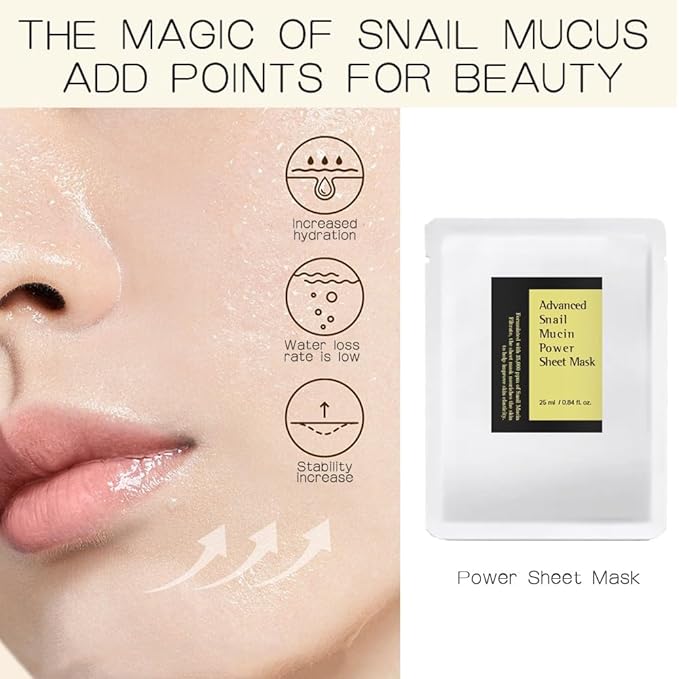 Snail Mucin Face Masks 12 Pack Korean Skincare - Deep Moisturizing Sheet Masks for Dry Sensitive Skin - Hydrating Face Mask No Parabens Sulfates - Cruelty Free Never Tested Animals