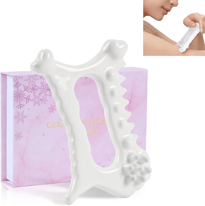 9 in 1 Ceramic Body Gua Sha Facial Tool, Face & Body Gua Sha Massage Tools, Premium Korean 괄사 Guasha Board for Face Lift, Muscle Relief, Skin Care