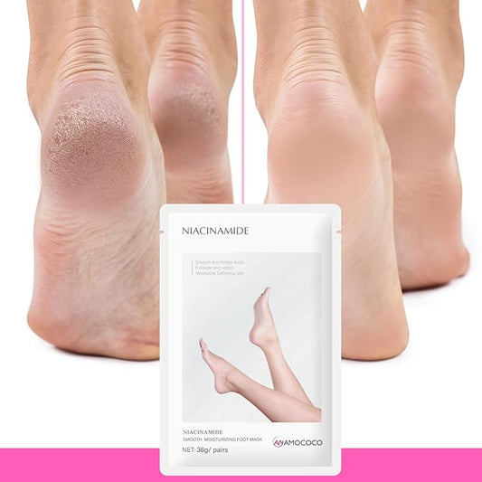 2 Sets Foot Mask & Hand Mask with Niacinamide, Deep Hydration Foot for Dry Cracked Skin, Nourishing Care with Shea Butter & Vitamin E, SPA at Home, 10 packs