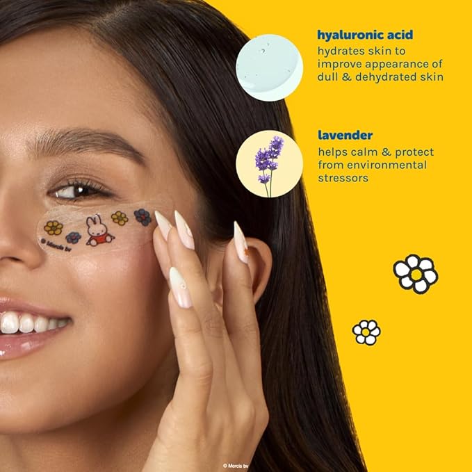 The Crème Shop x Miffy Calming Cloud Hydrogel Under Eye Patches - 5 Korean Skincare Eye Masks with Hyaluronic Acid & Lavender, for Dark Circles, Puffy Eyes, Revitalizing, Cute Design (Pack of 5)