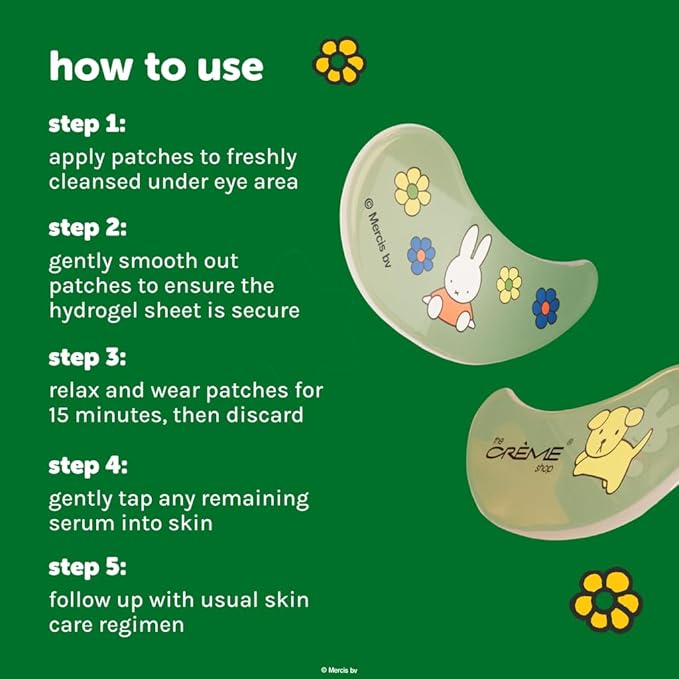 The Crème Shop x Miffy Calming Cloud Hydrogel Under Eye Patches - 5 Korean Skincare Eye Masks with Hyaluronic Acid & Lavender, for Dark Circles, Puffy Eyes, Revitalizing, Cute Design (Pack of 5)